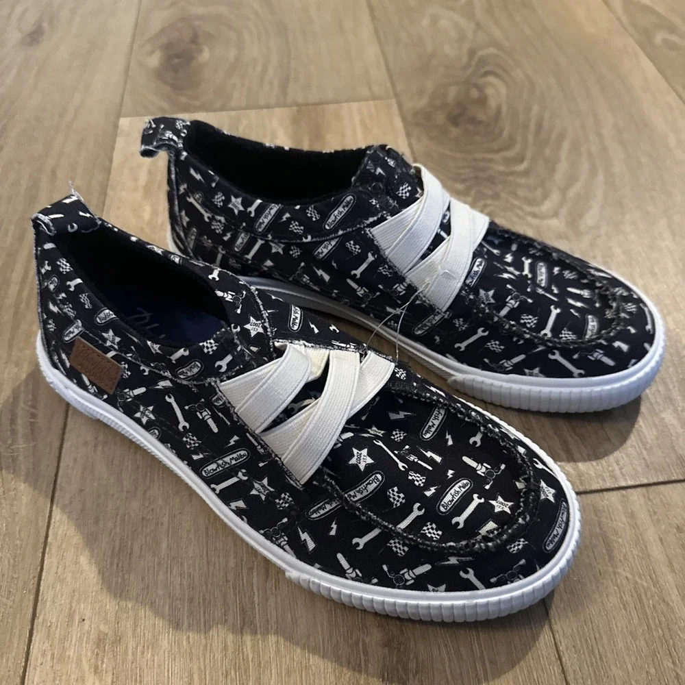 Blowfish Malibu Kids Boys Motor Club Slip On Racing‎ Flag Tools Sneaker Size 4